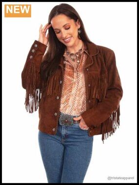 Women's Suede Fringe Jacket Genuine Leather Snap Front